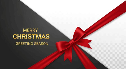 Elegant Christmas Greeting Card with Red Ribbon Bow and Festive Message