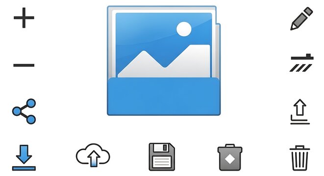 Collection of Icons Representing Digital Media and File Management Operations.