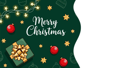 Christmas Gift and Decoration Elements on Green Background