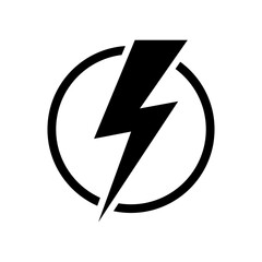 Lightning bolt sign in the circle. Electric power icon.