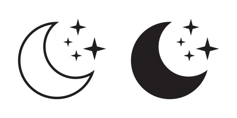 Night Sky Icon Set – Crescent Moon and Stars Symbols, Sleep, Calm, and Dreamtime Designs.