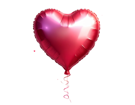 Floating Romantic Heart Balloon with Minimal Valentine-Themed Accents PNG - Powered by Adobe