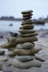 stack of stones on beach