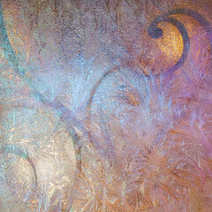 Colored frozen window, background (texture)