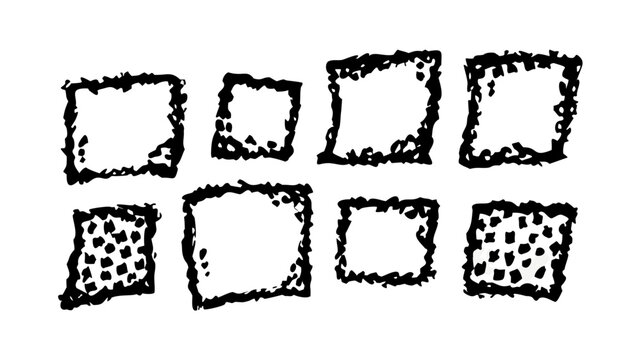 Grunge square frames border shapes black and white abstract design elements vector illustration art