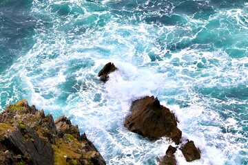Water flowing over rocks