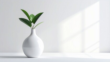 Green plant with vase, and white.