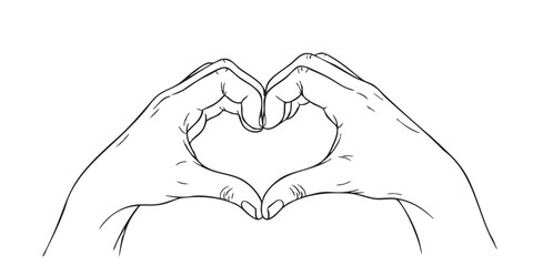Fototapeta premium Minimalist vector icon of hands creating heart shape