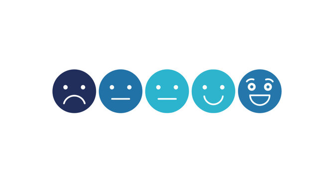 Emotional feedback icons: a range of simple smileys for mood and satis
