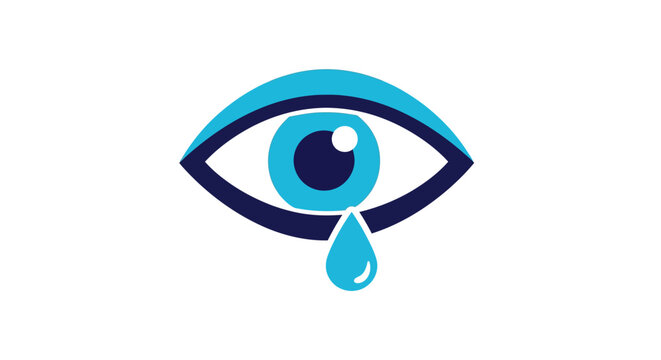 Blue eye with tear design: minimalist and modern symbol of emotions an