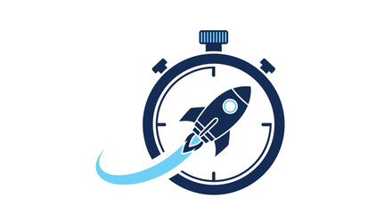 Rocket launching through stopwatch illustrating speed and efficiency