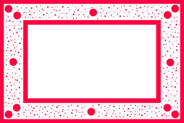 Red Frame With Symmetrical Dot Pattern And White Center — Geometric Decorative Border For Festive Layouts, Templates, Or Visual Design Projects