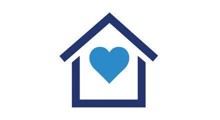 Obraz premium Home love icon with heart symbol in blue on transparent background