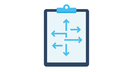 Fototapeta premium Clipboard with multi-directional arrows symbolizing diverse choices an