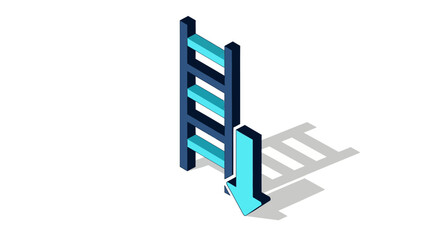 Isometric ladder and arrow concept: progress and growth symbol