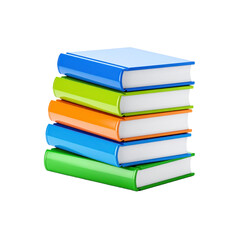 Stack of Colorful Books Isolated on Black