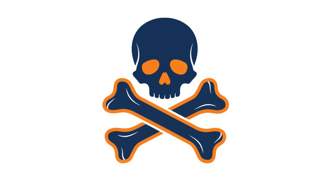 Dark skull and crossbones with bold outline for halloween designs