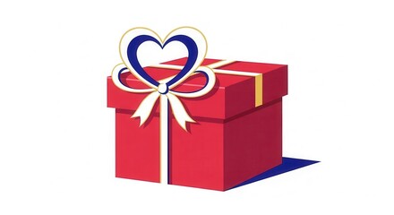 Surprise someone special with this vibrant red gift box topped with a heart and golden ribbon, perfect for birthdays, anniversaries, or holidays