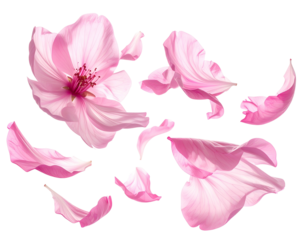 Pink blossoms float and scatter