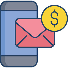 Smartphone Displaying Envelope Icon With Dollar Coin Symbol Digital Payment Notification and Financial Transaction Notification Mobile App Interface