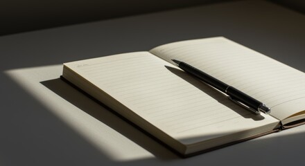 Writing inspiration blank notebook with pen home office minimalist style