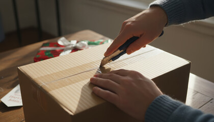 Unboxing a gift home photo indoor close-up excitement