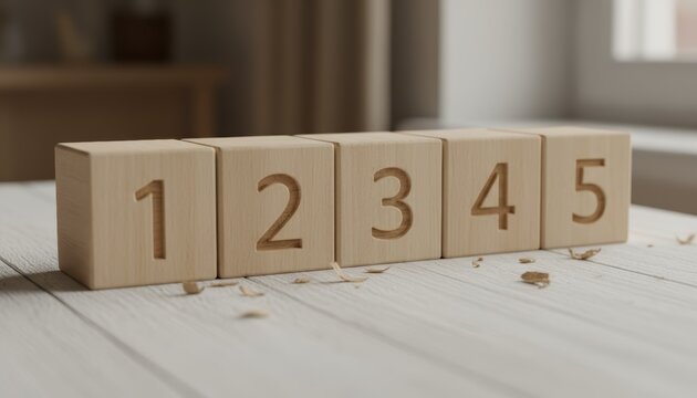 Counting wooden blocks early learning indoor educational content