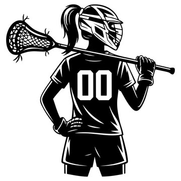 female lacrosse player clipart
