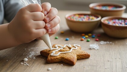 Baking gingerbread cookies home kitchen food art warm atmosphere close-up