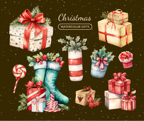 Experience the beauty of Festive Watercolor Christmas Gifts and Decorations this season