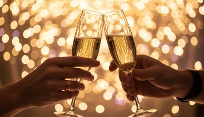 Celebratory toast with champagne glasses festive atmosphere close-up