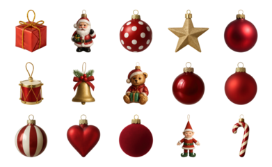 PNG Festive Christmas ornament collection, element set on transparent background