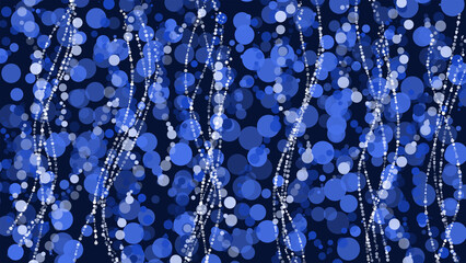 Abstract blue water bokeh lights festive background. 