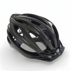Fototapeta premium Image Black Bicycle Helmet with Vents on White Background