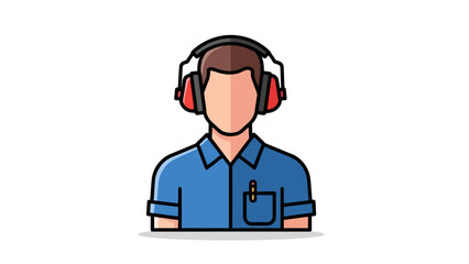 Fototapeta premium A person wearing a blue shirt and earmuffs
