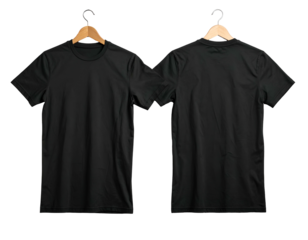 Black t-shirt, front and back view
