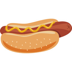 Hot Dog With Mustard On A Transparent Background In A Pixel Art Style