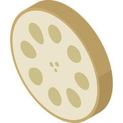 Isometric Slice of Lotus Root With Natural Light And Transparent Background