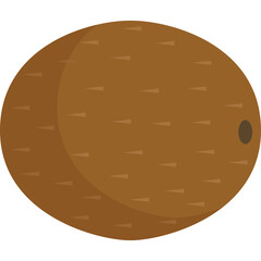 Isometric Kiwi Fruit with Brown Textured Skin on Transparent Background Healthy Organic Food Concept