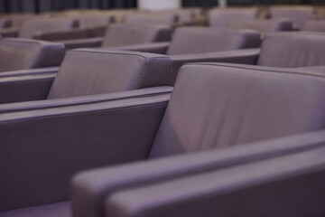 Empty Conference Hall With Modern Leather Seats
