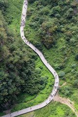 Arieal of the hiking trail at Wulong National Geological Park in Chongqing, China.