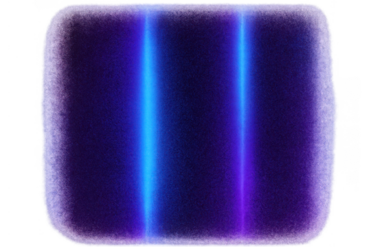 Abstract neon light frame with glowing blue and purple vertical lines on grainy texture, transparent background - Powered by Adobe