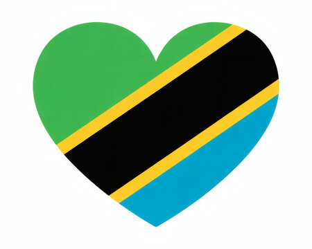 Show your patriotic love with this heart shaped Tanzania flag, perfect for independence day designs, travel promotions, or cultural celebrations - Powered by Adobe