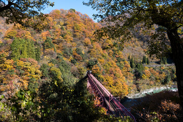 宇奈月温泉やまびこ展望台から見る新山彦橋の橋梁