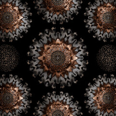 A gold and black flower pattern