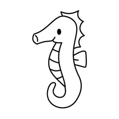 Seahorse Doodle for Marine Life Illustration