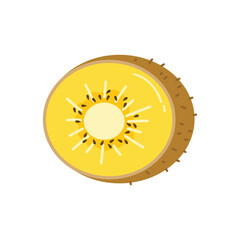 Vibrant Golden Kiwi Fruit Slice with Seeds on Black