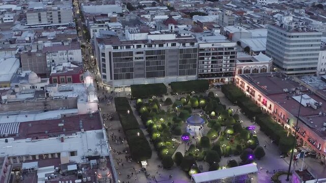 Drone Aerial of Jard&iacute;n de San Juan de Dios in Le&oacute;n Guanajuato
