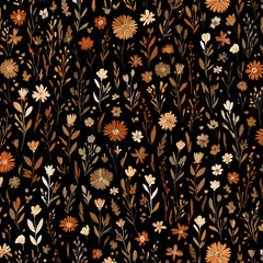 A black and orange floral patterned background