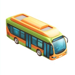 Colorful city bus design for urban transport and travel illustrations.